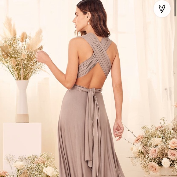 Lulu’s Tricks of the Trade Maxi Dress in Taupe. Worn once, excellent condition. - Picture 5 of 5